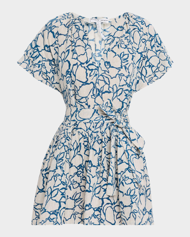 Morgan Floral-Print Linen Mini Dress